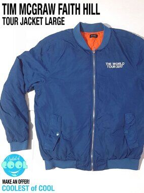 Tim McGraw Faith Hill World Tour 2017 Soul2soul Bomber Jacket Size Large Blue